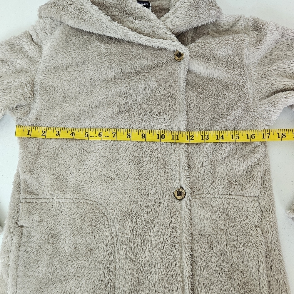 Patagonia Hooded Fuzzy Fleece Button Up Jacket Womens S Beige - Picture 7 of 8